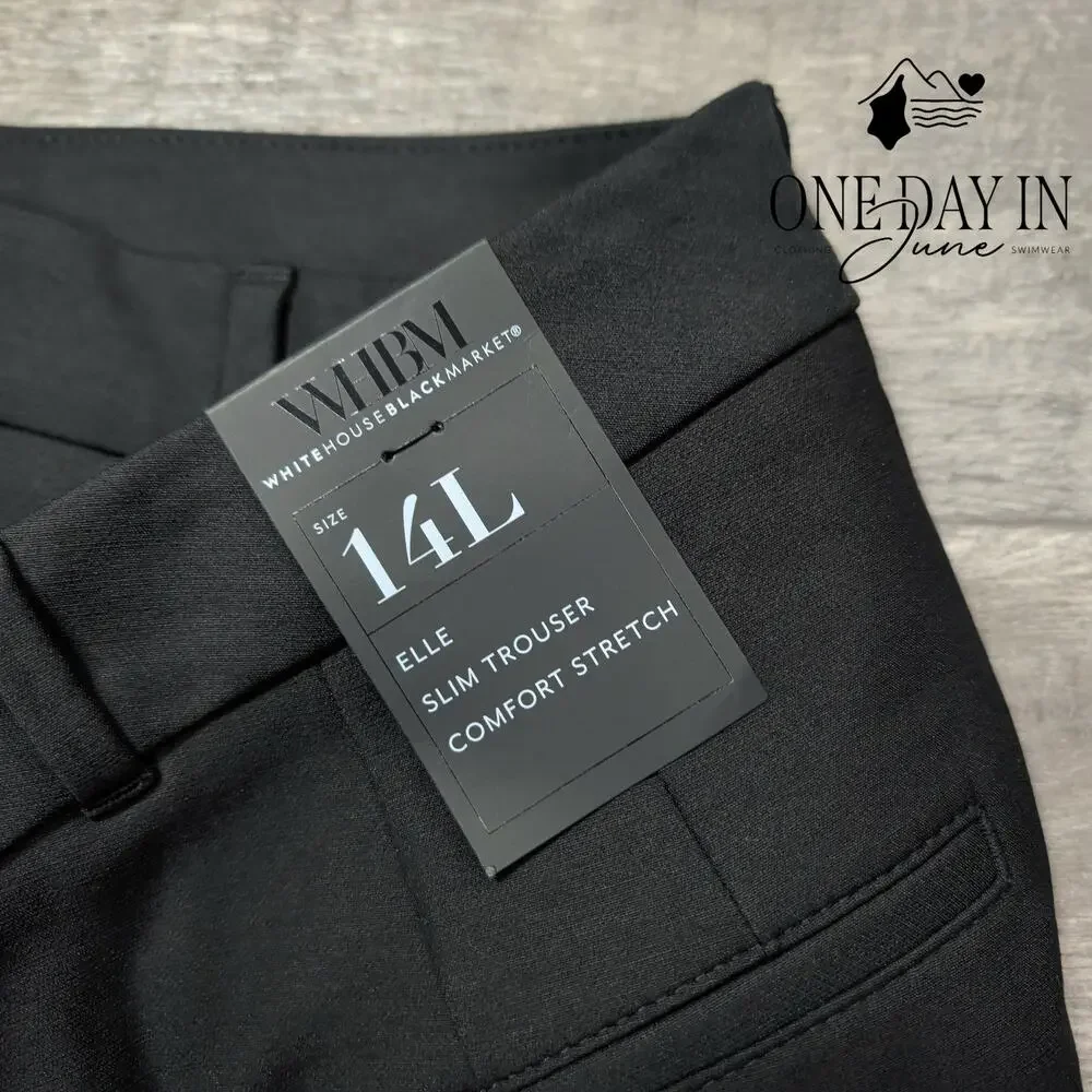 White House Black Market Elle Slim Trouser Pants Stretch Long NWT $99 Size 14L